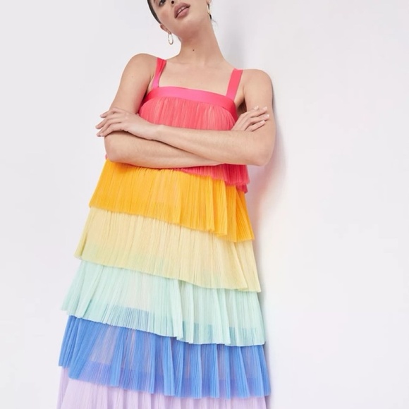 Hutch Rainbow Tiered Tulle Dress M - Picture 14 of 15